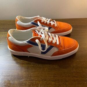 Converse White and Orange Sneakers with Blue Details